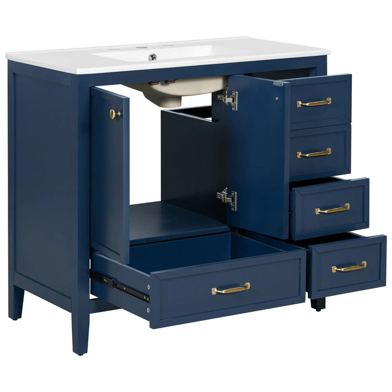 Elegant Vintage Bathroom Vanity With Sink and Soft Closing Drawers by HouseOfZazla
