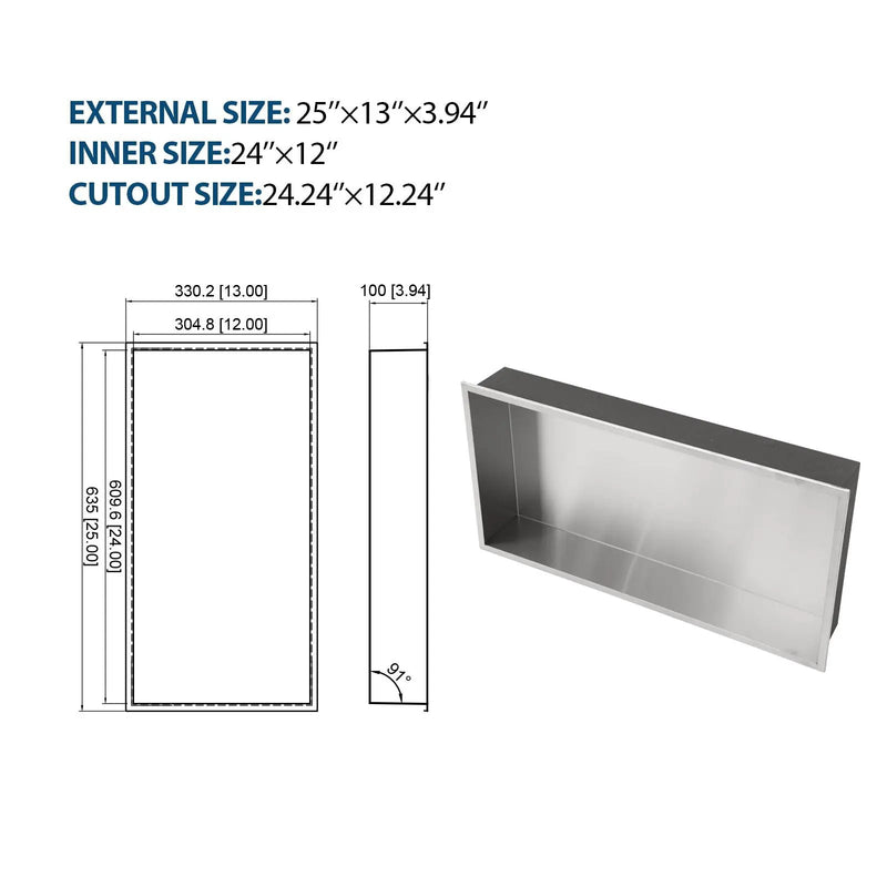 Stainless Steel Shower Niche With Seamless Design For Bathroom Storage by HouseOfZazla