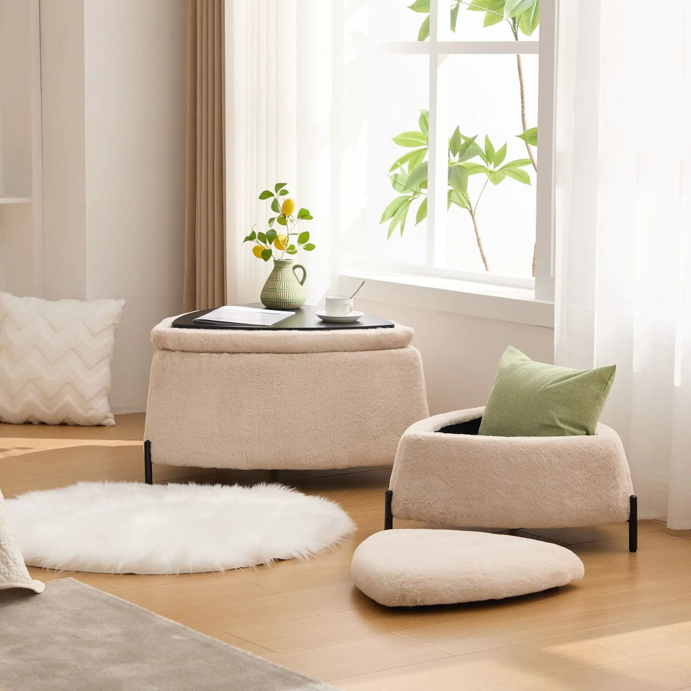Upholstered Storage Ottoman Set With Reversible Lid by HouseOfZazla