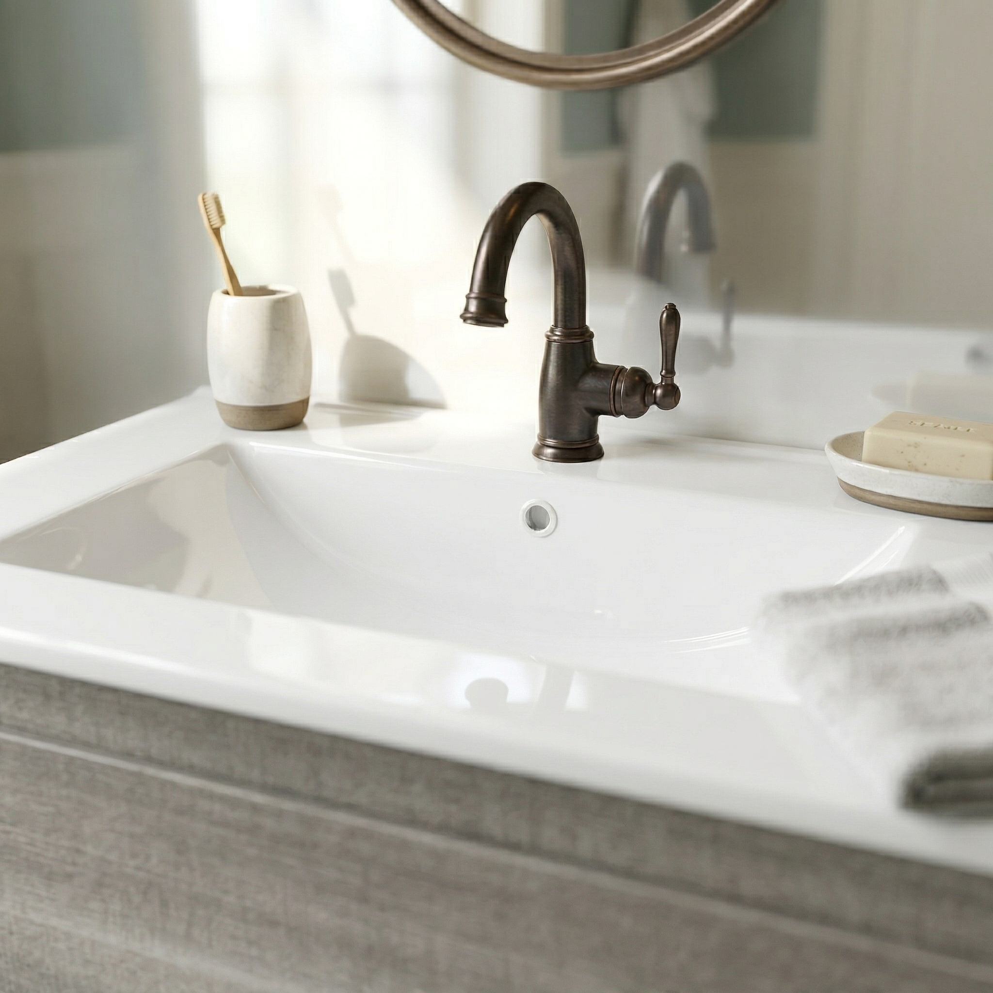 24"W x 18.5"D Drop-In Bathroom Ceramic Vessel Sink with Single Hole by HouseOfZazla