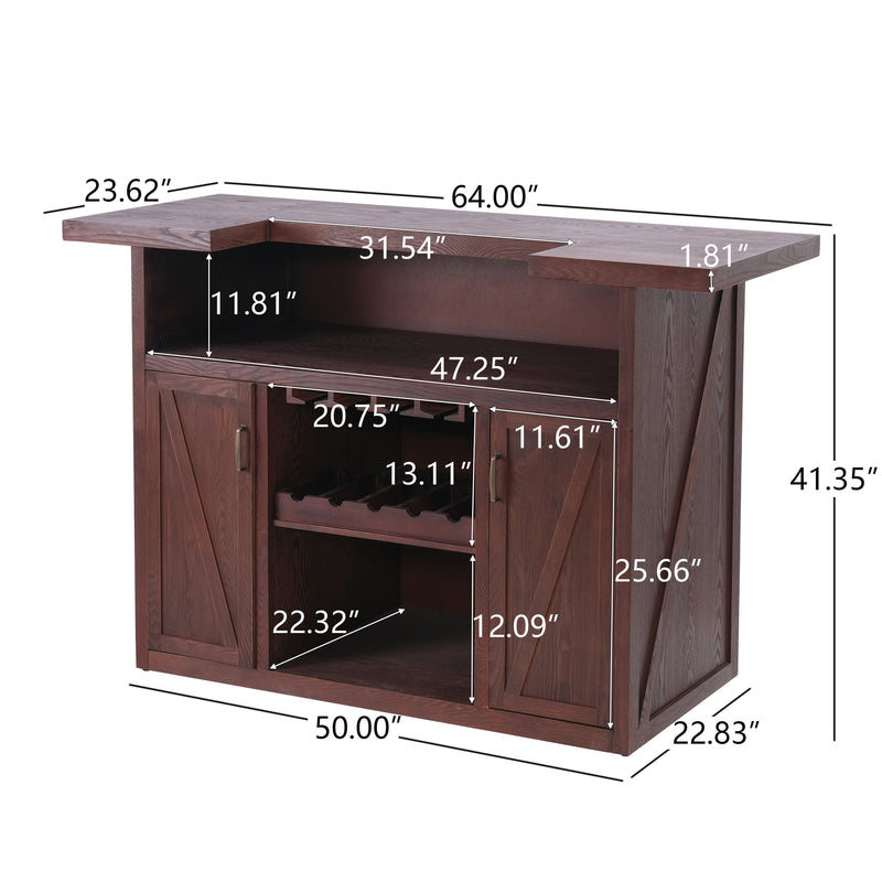 41.35"H Bar Table or Wine Cabinet - Brown Antique by HouseOfZazla