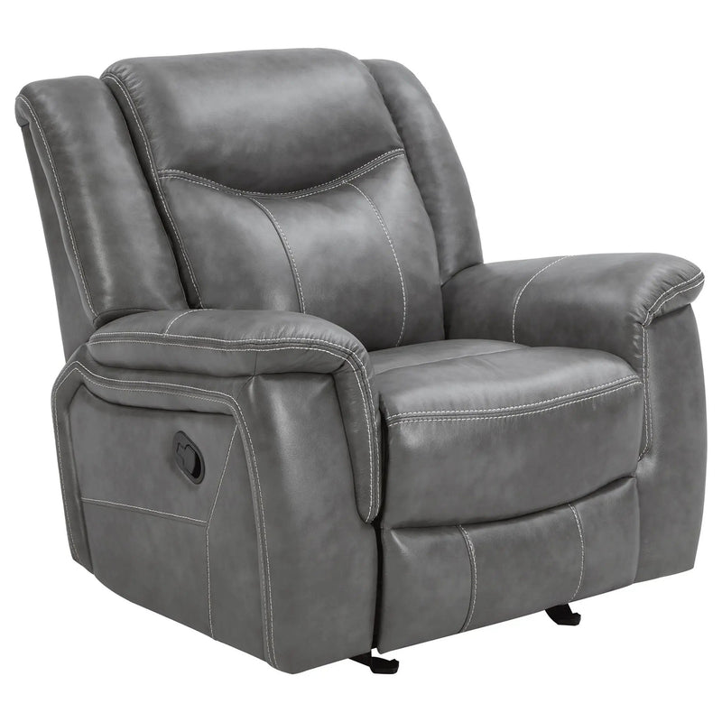 Conrad Upholstered Padded Arm Glider Recliner Grey by Unique Piece Furniture