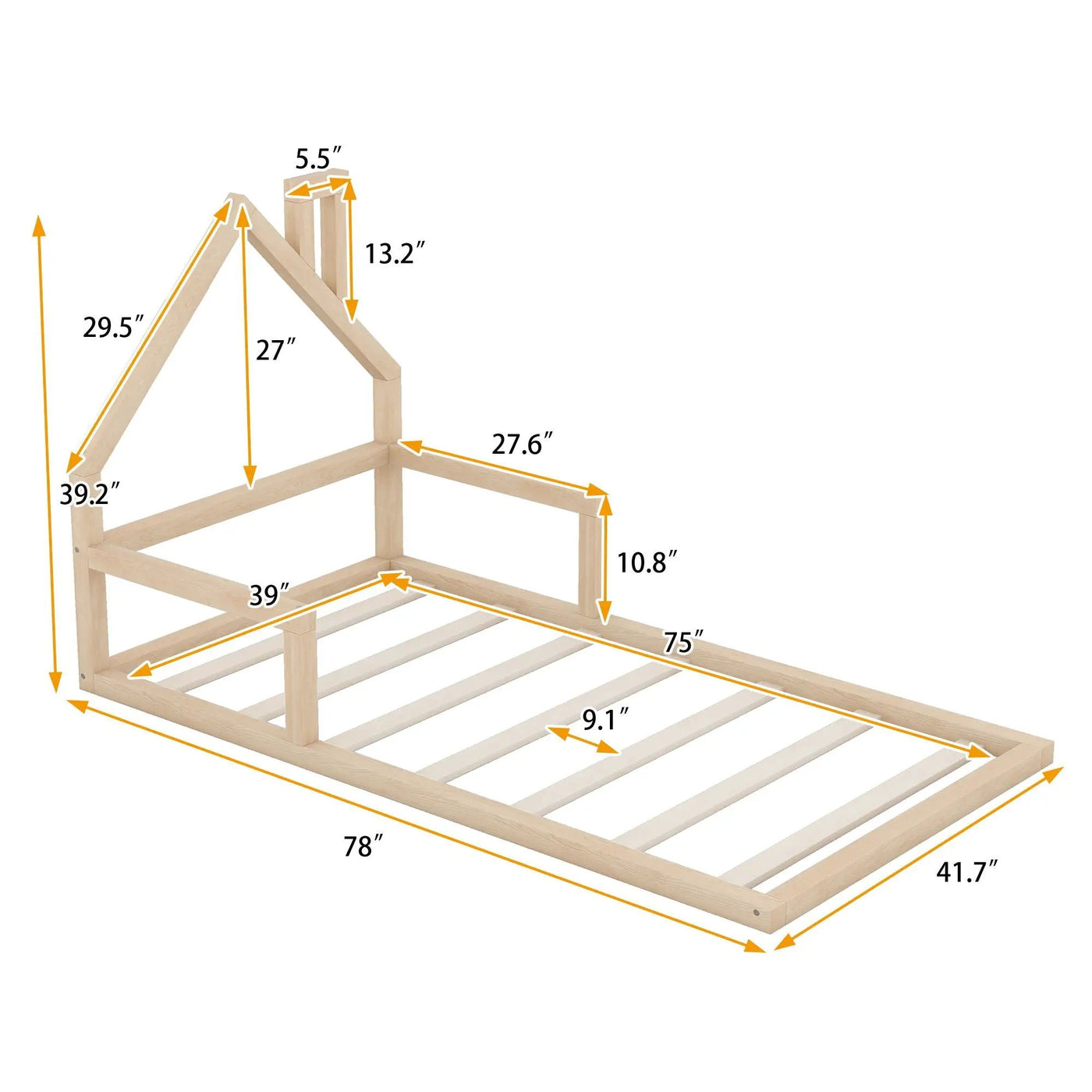Floor Bed With House Shaped Headboard by HouseOfZazla