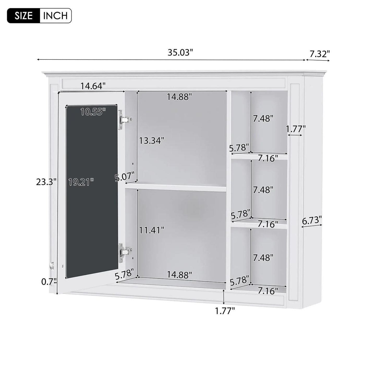 Wall Mounted Medicine Cabinet With Mirror, Storage Cabinet Featuring 6 Open Shelves And Adjustable Interior by HouseOfZazla