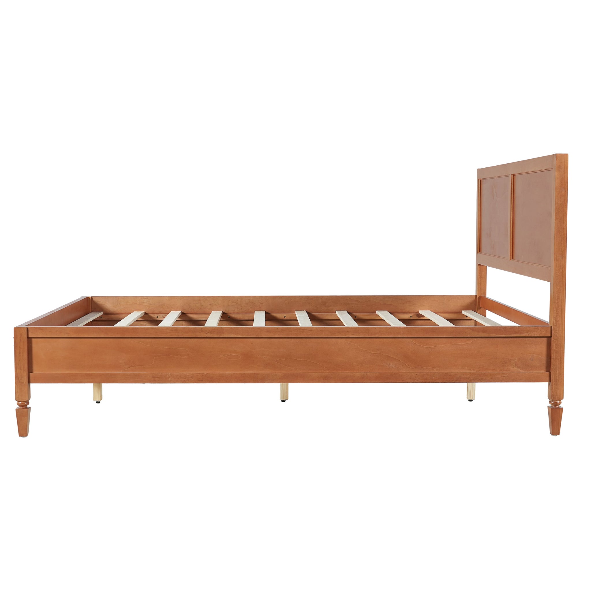 King Size Wood Platform Bed Frame with Classic Panel Headboard by HouseOfZazla