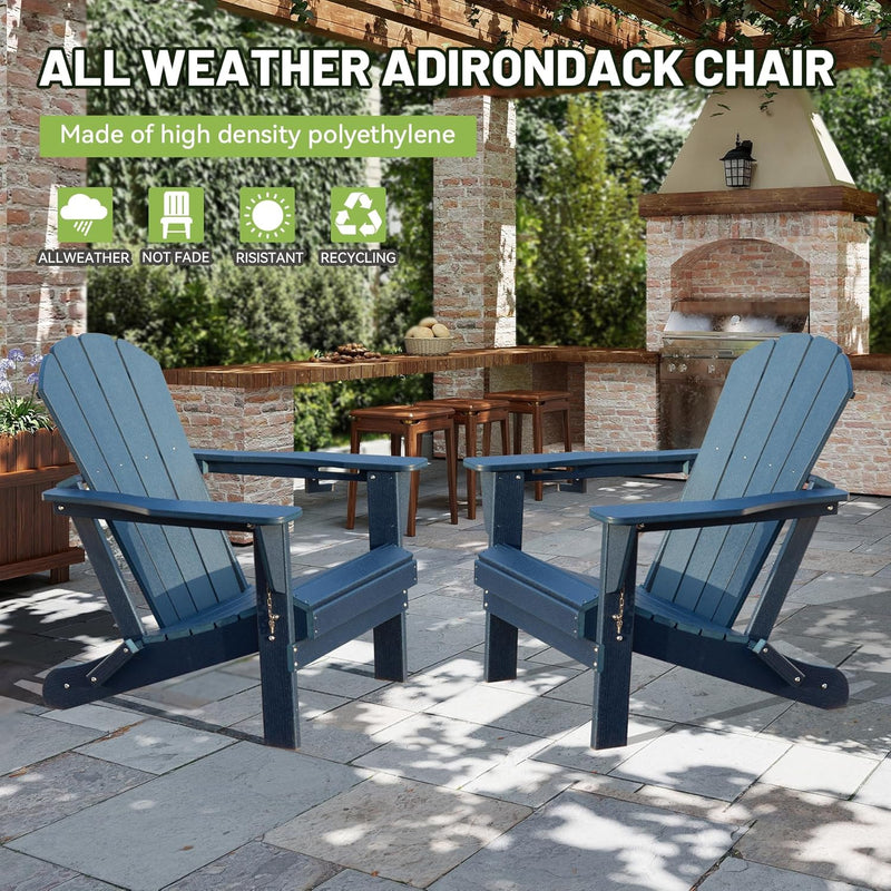 Adirondack Chairs Set of 2 - HDPE Plastic Outdoor Chairs by HouseOfZazla