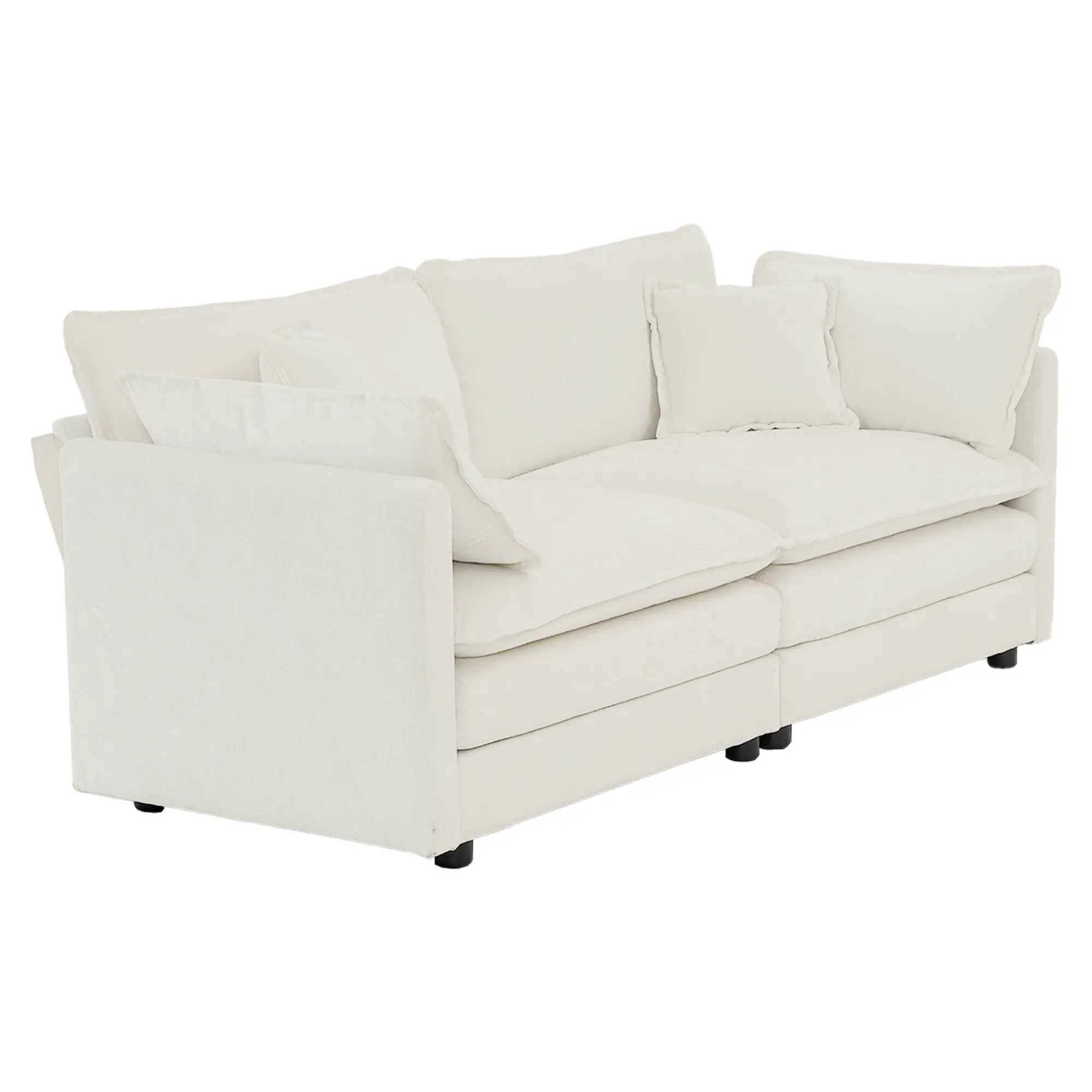 2-Piece White Chenille Sofa Set for Living Room by HouseOfZazla