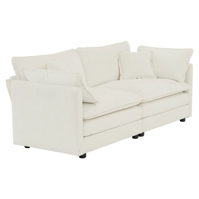 2-Piece White Chenille Sofa Set for Living Room by HouseOfZazla