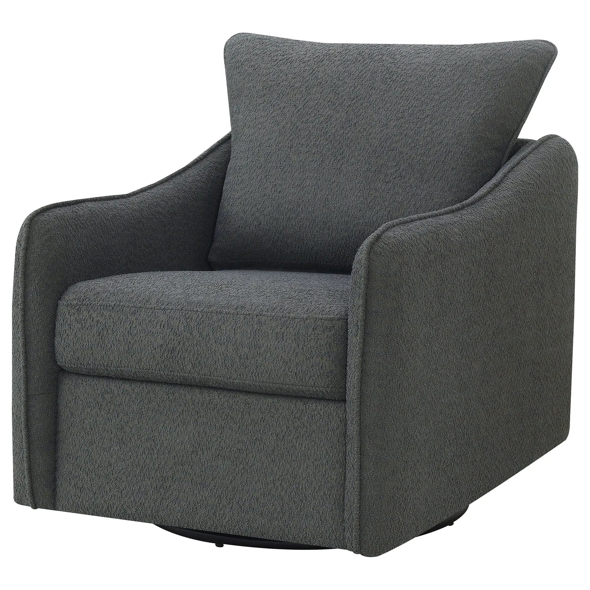 Madia Upholstered Sloped Arm Swivel Glider Chair Charcoal by Unique Piece Furniture