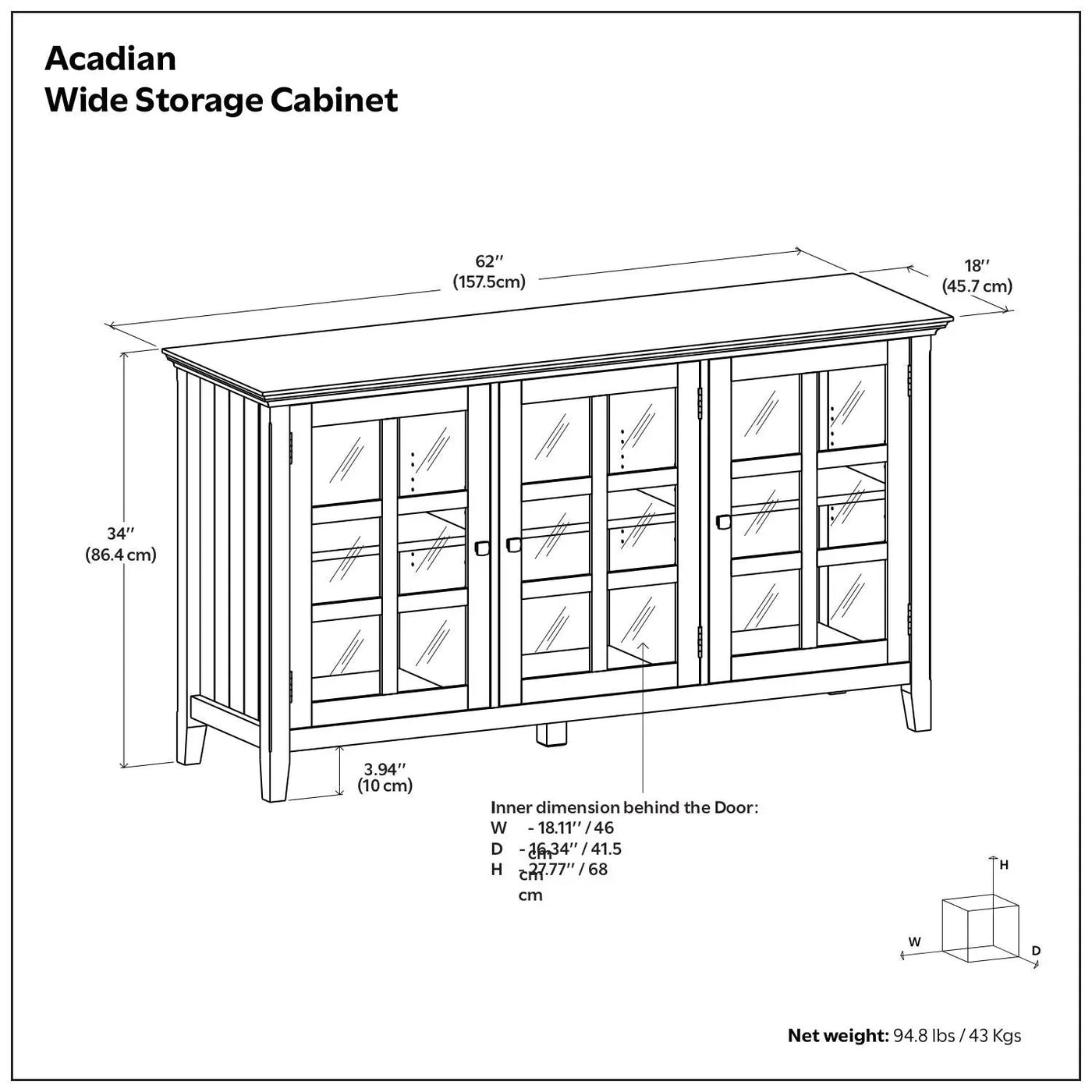Acadian - Wide Storage Cabinet Handcrafted by HouseOfZazla
