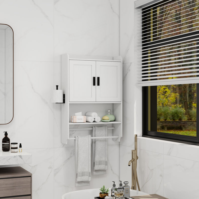 Bathroom Wall Cabinet with Doors, Adjustable Shelf, Towel Bar, and Paper Holder by HouseOfZazla