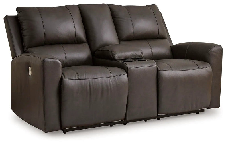 Boxmere - Dbl Power Reclining Loveseat with Console - Storm by Unique Piece Furniture