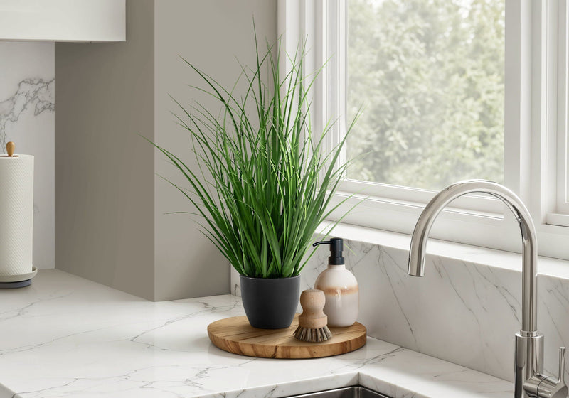 23" Tall Artificial Grass Plant with Real Touch - Dark Green
