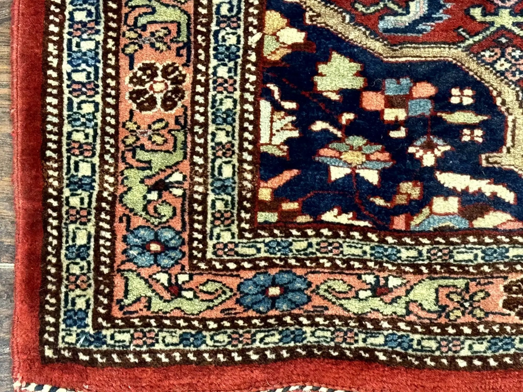 Persian Bidjar Rug 2.7 x 4, Red and Navy Blue, Small Persian Area Rug, Semi Antique by Jewel Rugs