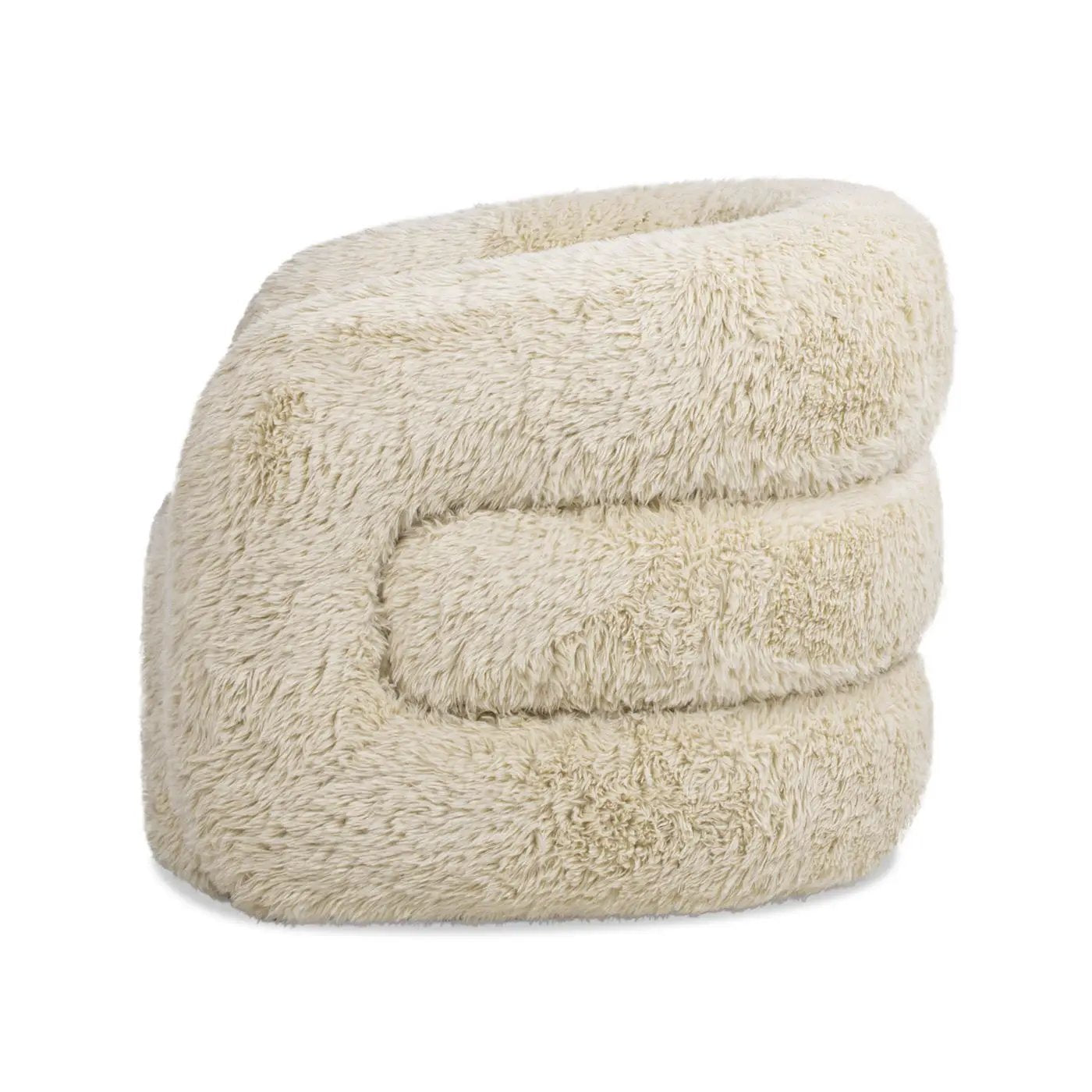 Colt - Fur Swivel Upholstered Barrel Accent Arm Chair - Cream Beige by HouseOfZazla