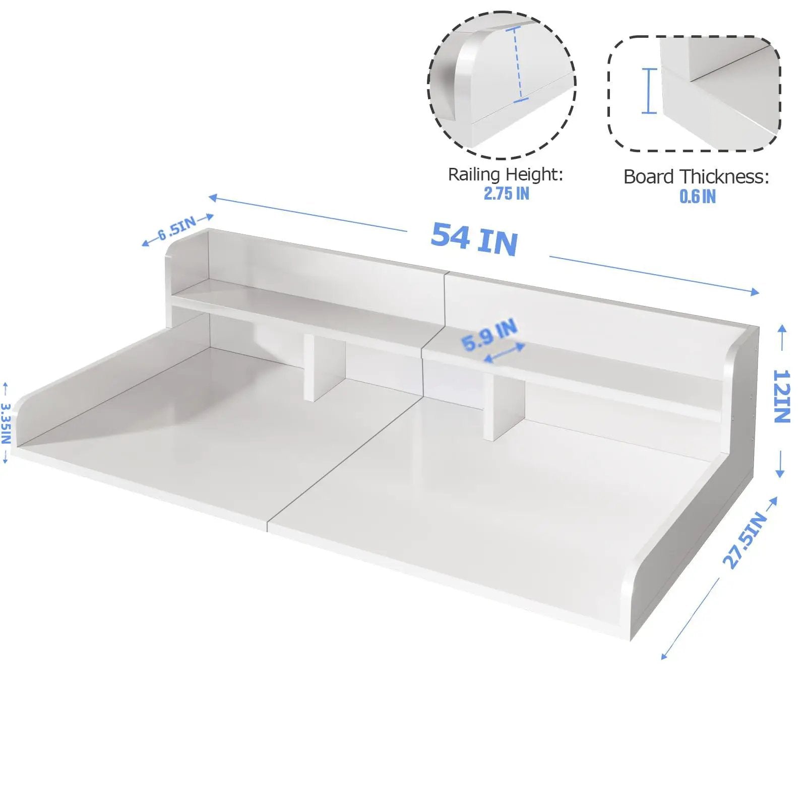 Washer Dryer Countertop Organizer, Double Layer Wooden Laundry Shelf Topper With Edge For Storage - White by HouseOfZazla