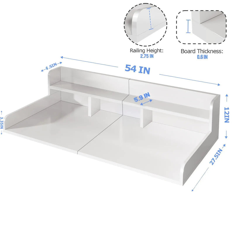 Washer Dryer Countertop Organizer, Double Layer Wooden Laundry Shelf Topper With Edge For Storage - White by HouseOfZazla