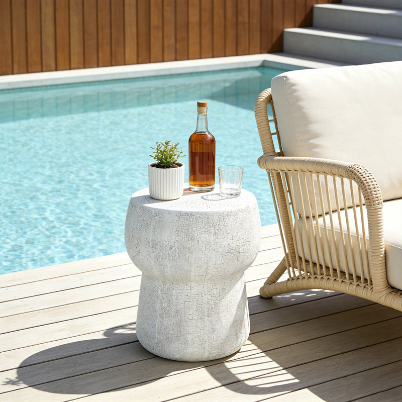 U_Style Outdoor Patio Accent Table With Crack Process by HouseOfZazla