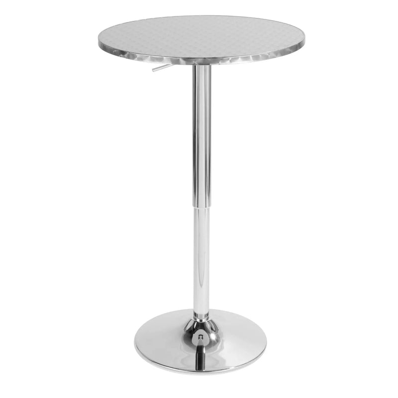 Bistro - Contemporary Adjustable Round Bar Table - Silver by Unique Piece Furniture
