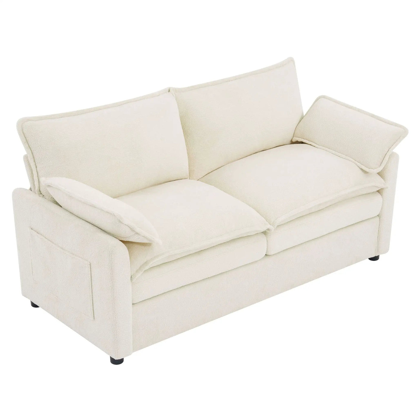 Modern Loveseat Sofa, Upholstered Couch With Side Storage Pockets by HouseOfZazla