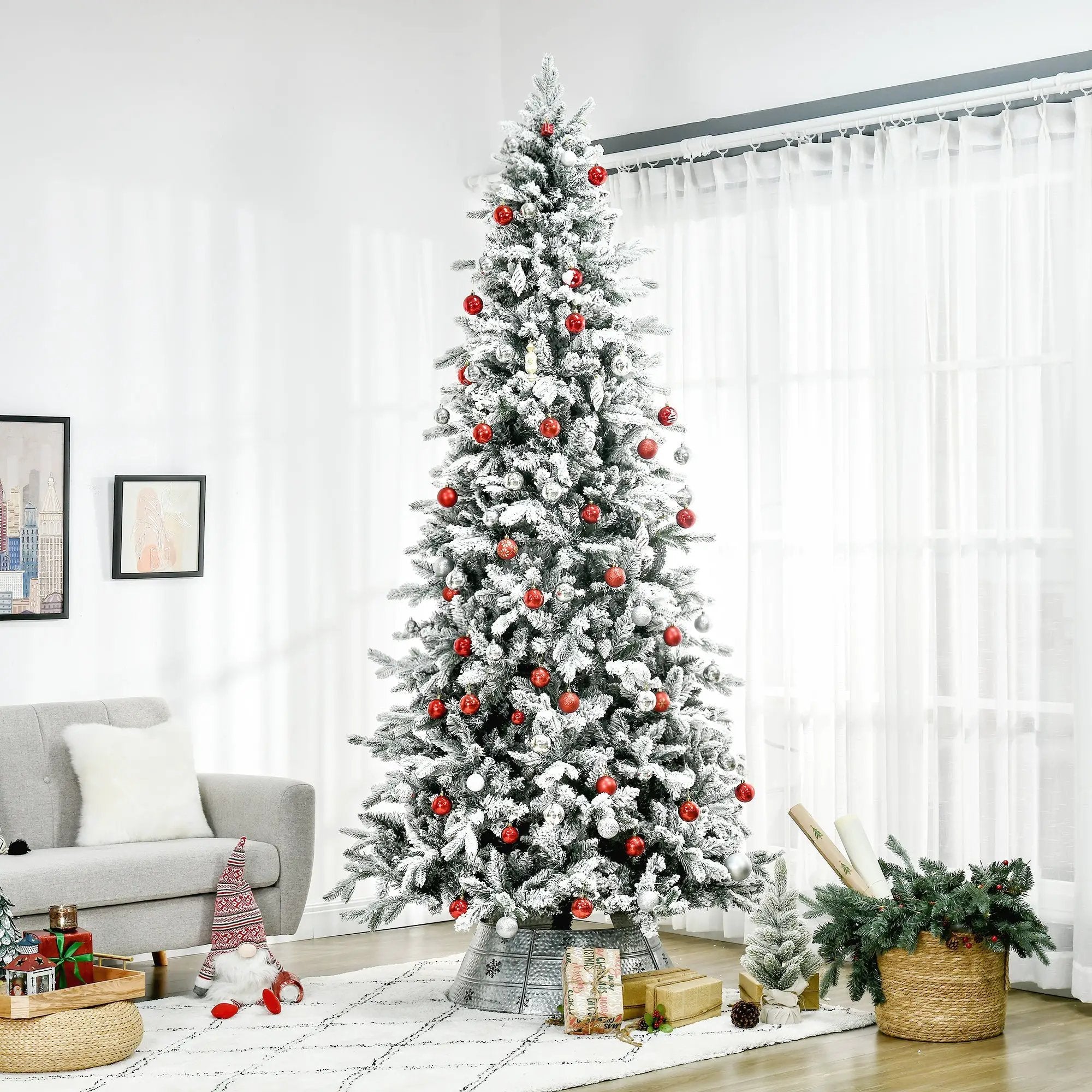 HOMCOM 9 Foot Pine Snow Flocked Artificial Christmas Tree by HouseOfZazla