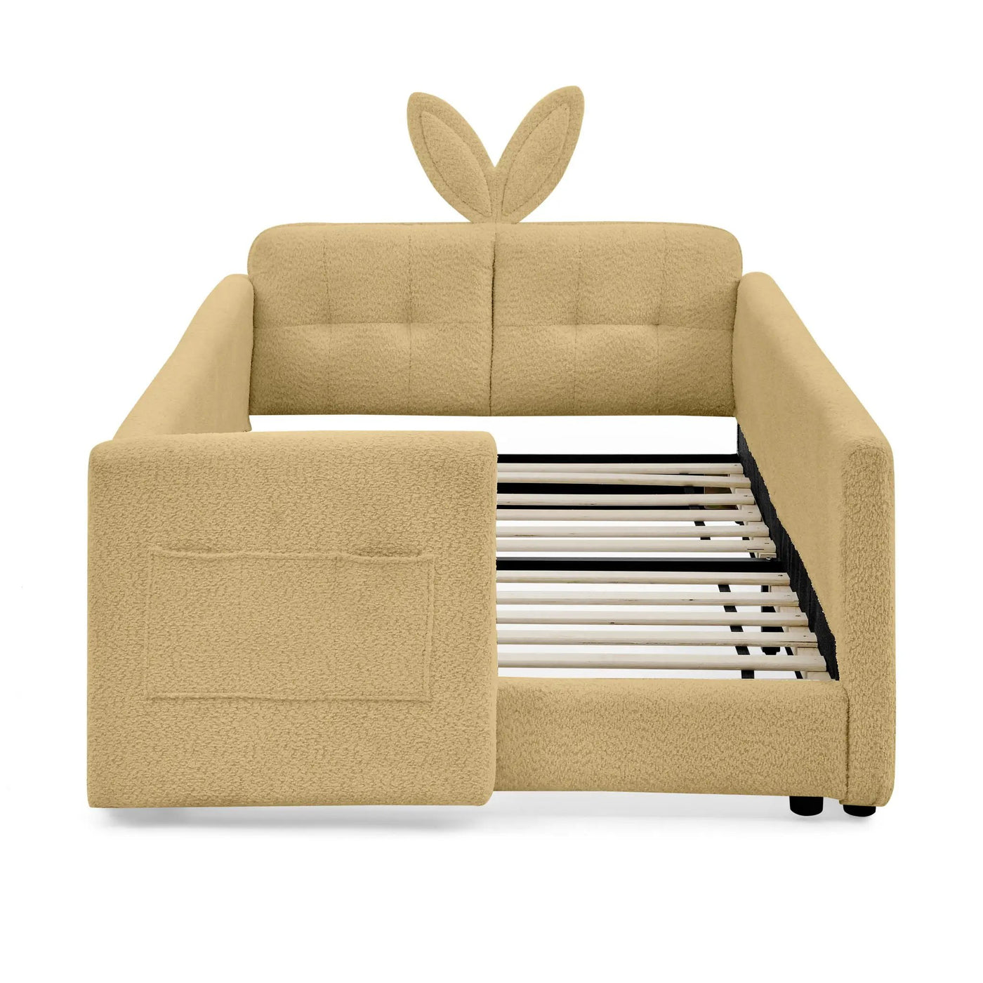 Cute Rabbit Ear Upholstered Platform Bed Frame With Safety Rail by Unique Piece Furniture
