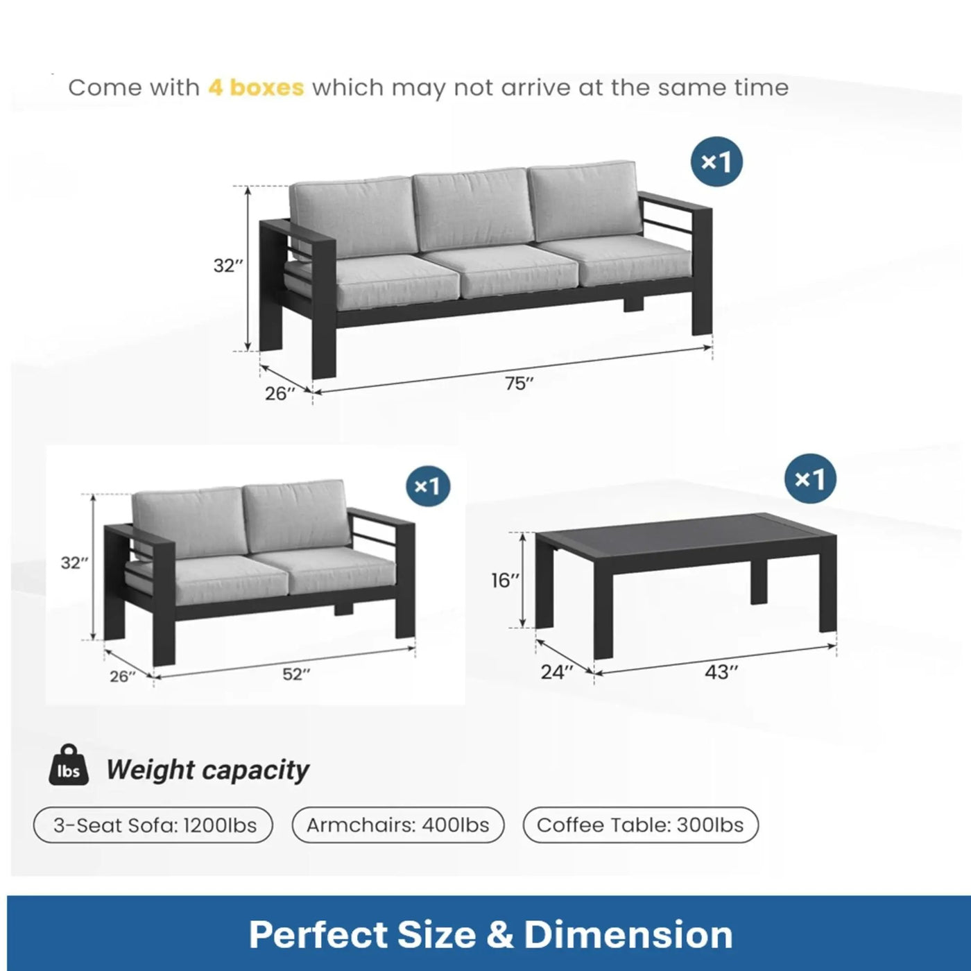 Outdoor Patio Set, All-Weather With Thick Cushions by HouseOfZazla