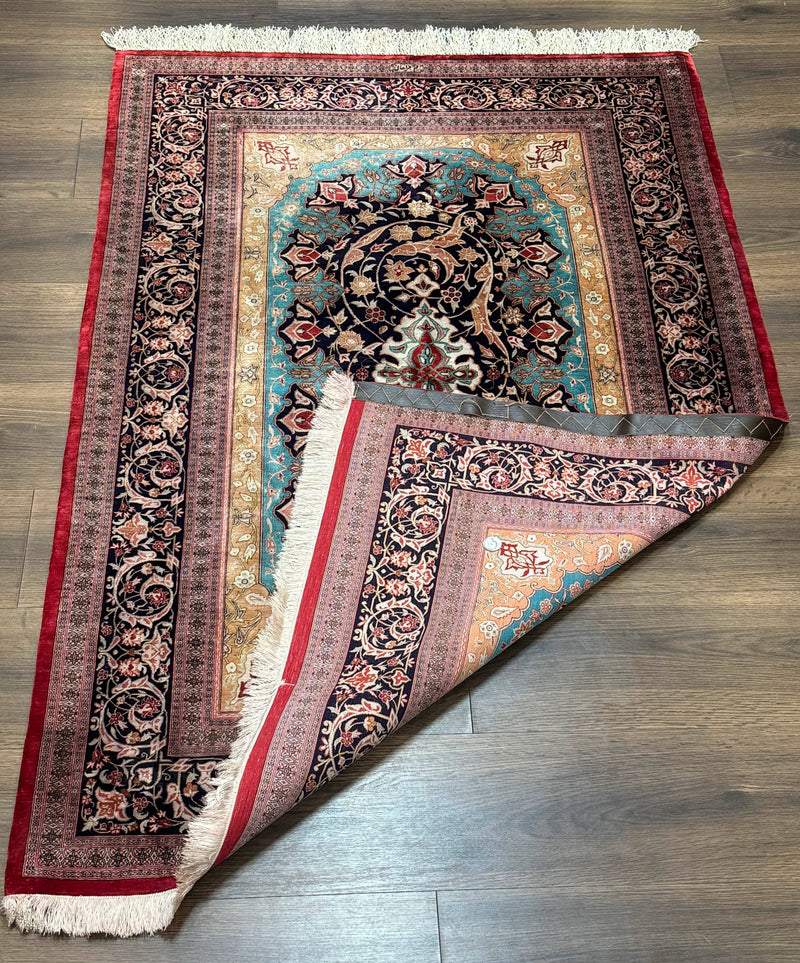 Magnificent Persian Qum Silk Rug 3x5, Exceptionally Fine 780 KPSI, Signed, Rare by Jewel Rugs