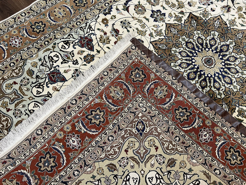 Wonderful Persian Tabriz Rug 7x10, Floral Medallion, Very Fine Oriental Carpet, Ivory by Jewel Rugs