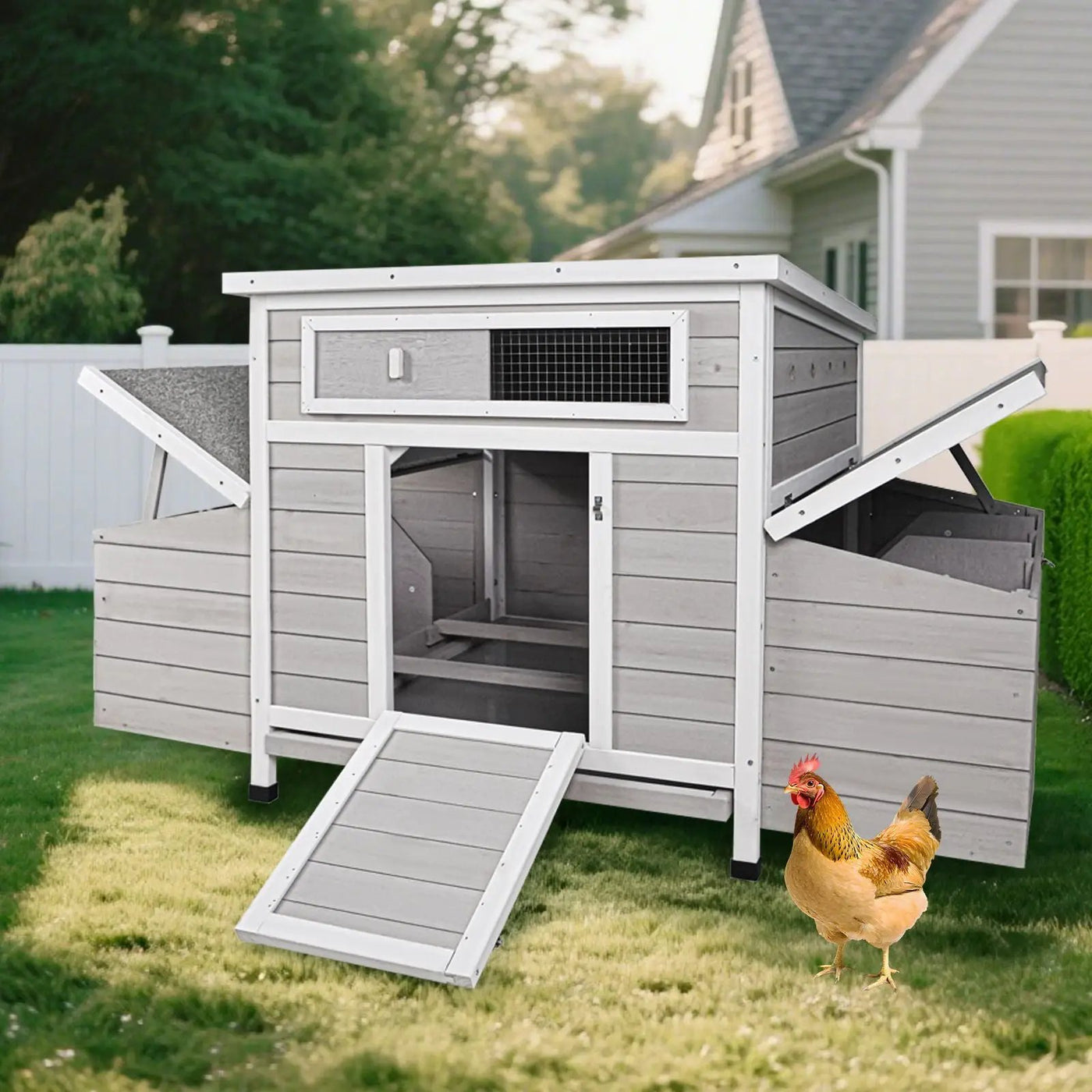 Large Chicken Coop Outdoor Hen House & Dual Nesting Boxes by HouseOfZazla