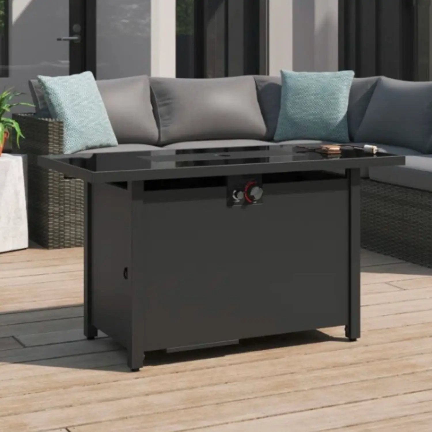 Outdoor Fire Pit Table With Lid - Dark Gray by Unique Piece Furniture