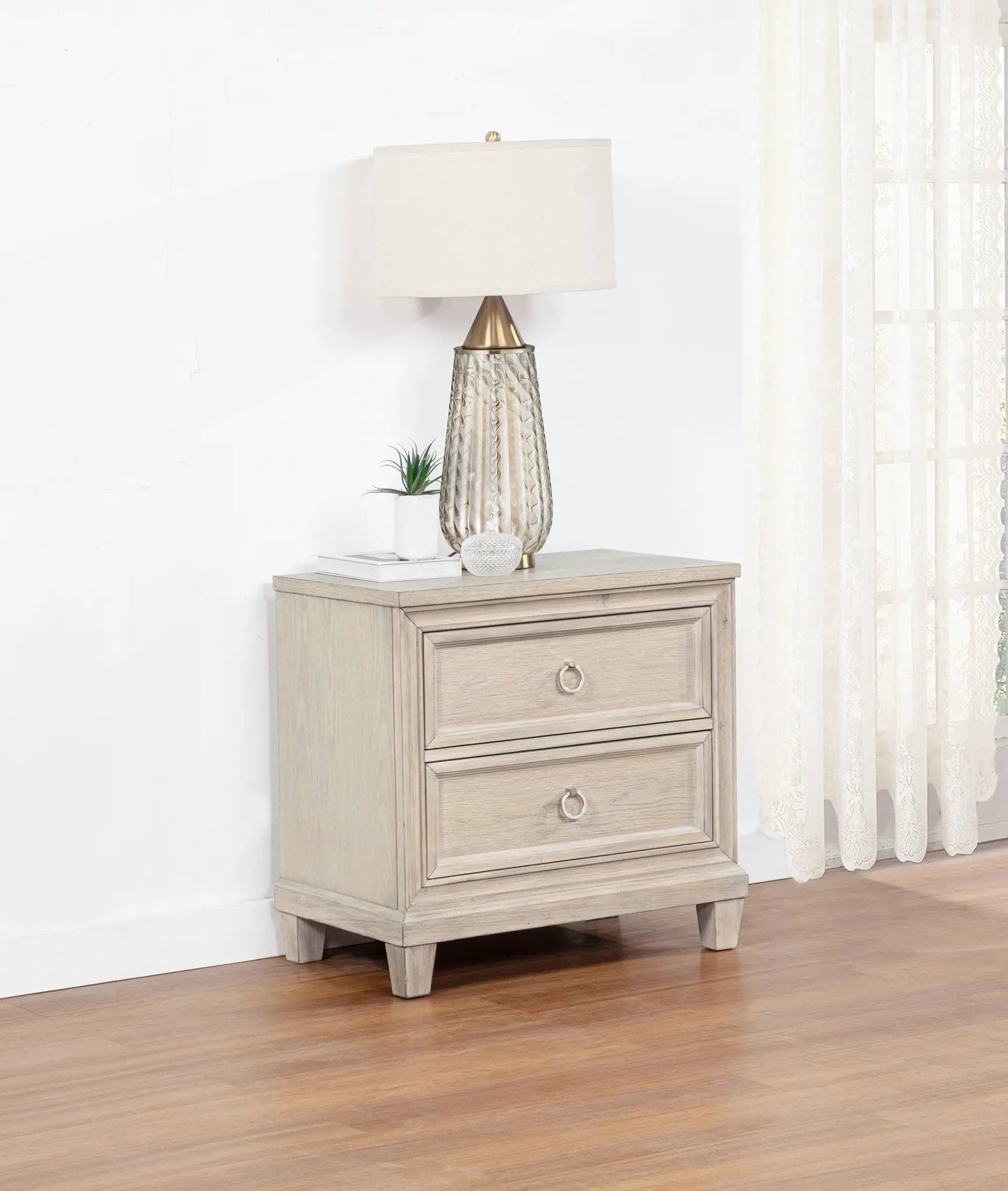 Pembroke 2-drawer Nightstand Bedside Table Washed Oak by Unique Piece Furniture