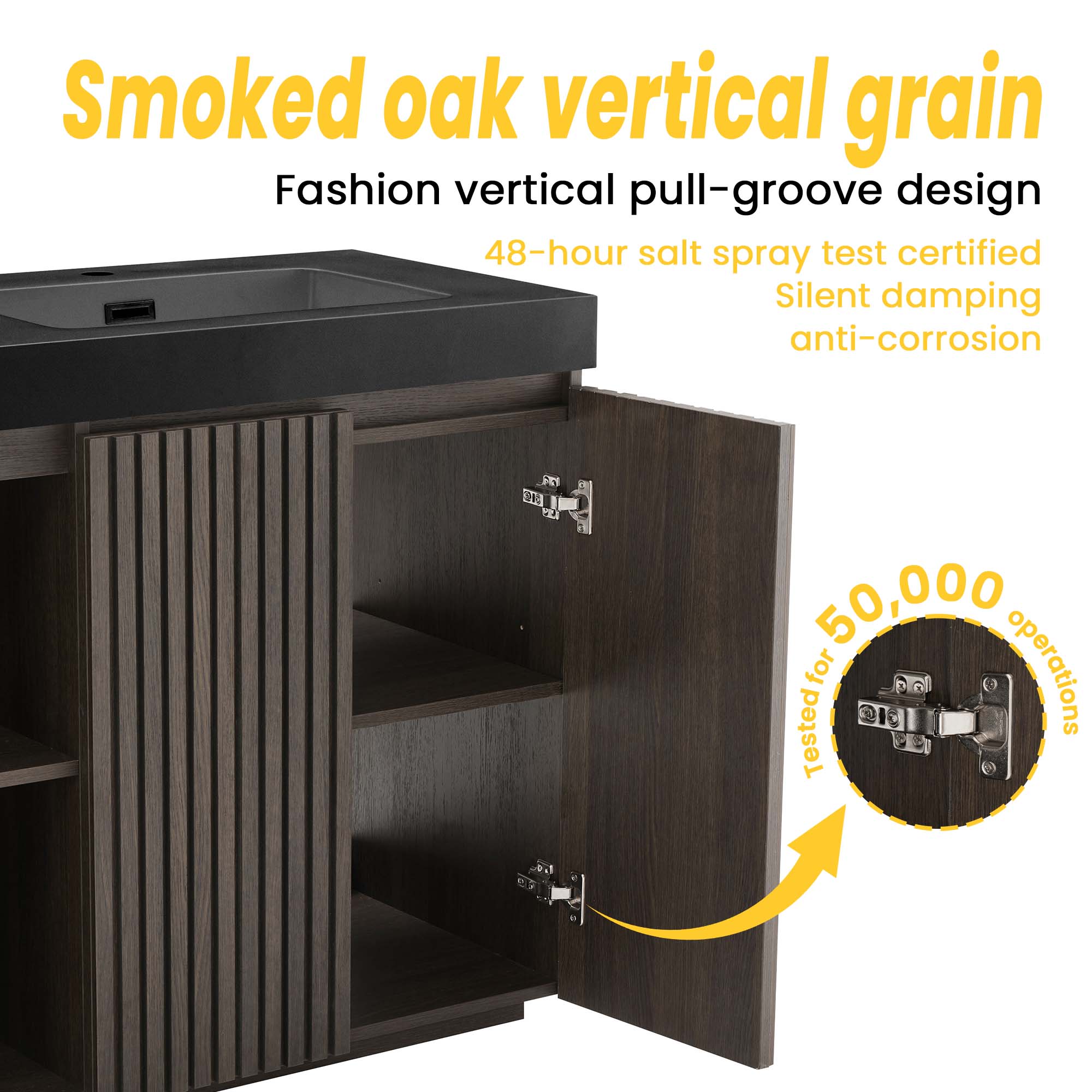 Galan 60" Smoked Oak Bathroom Vanity by HouseOfZazla