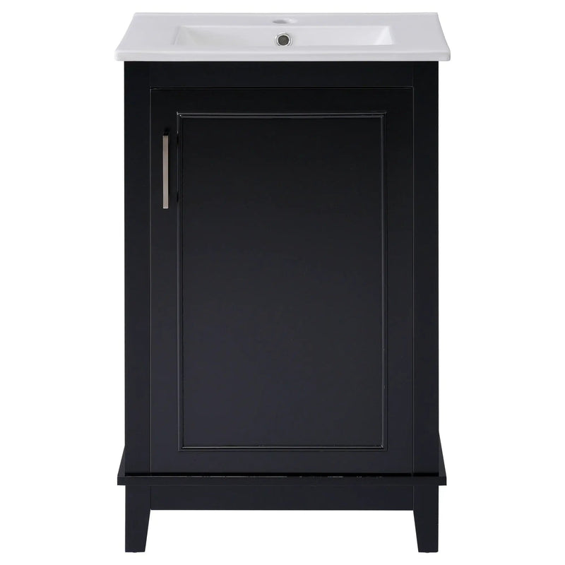 Modern Small Bathroom Vanity Cabinet With Ceramic Basin, Ample Storage, 1 Soft Close Door by Unique Piece Furniture