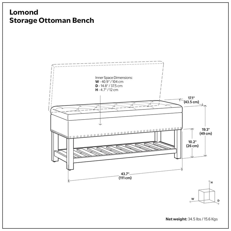 Lomond - Upholstered Storage Ottoman Bench by Unique Piece Furniture