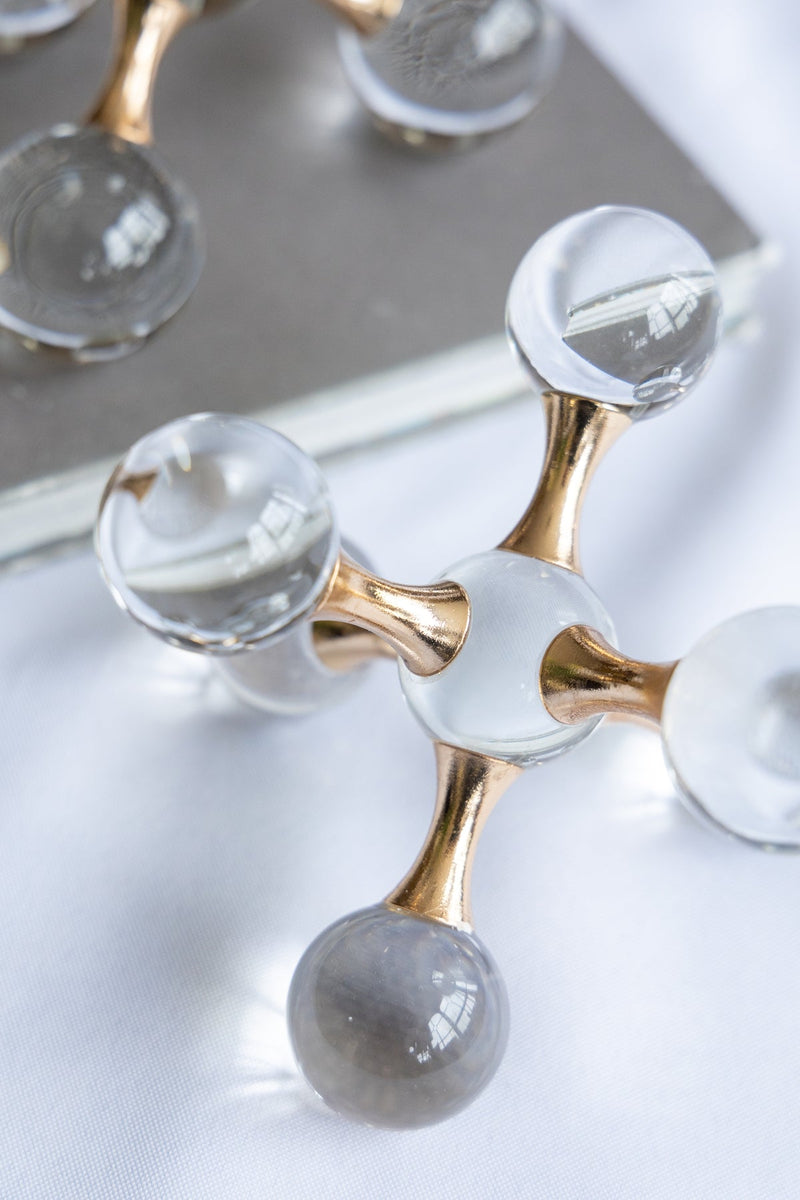 7.9" x 7.9" x 7.9" Clear and Gold Decorative Sculpture by HouseOfZazla