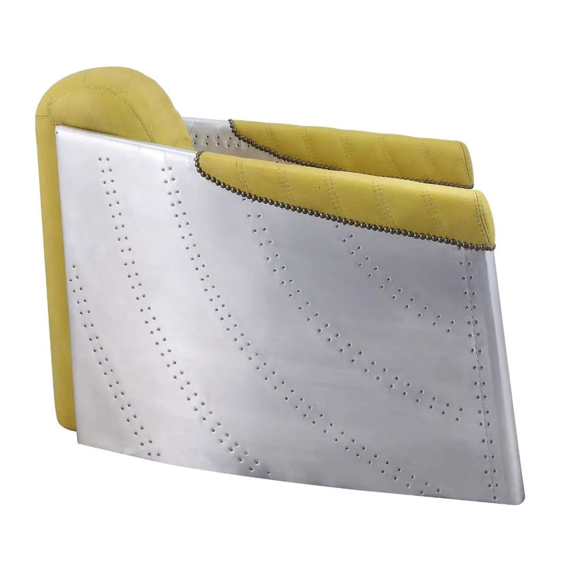 Brancaster - Accent Chair - Yellow Top Grain Leather & Aluminum by Unique Piece Furniture