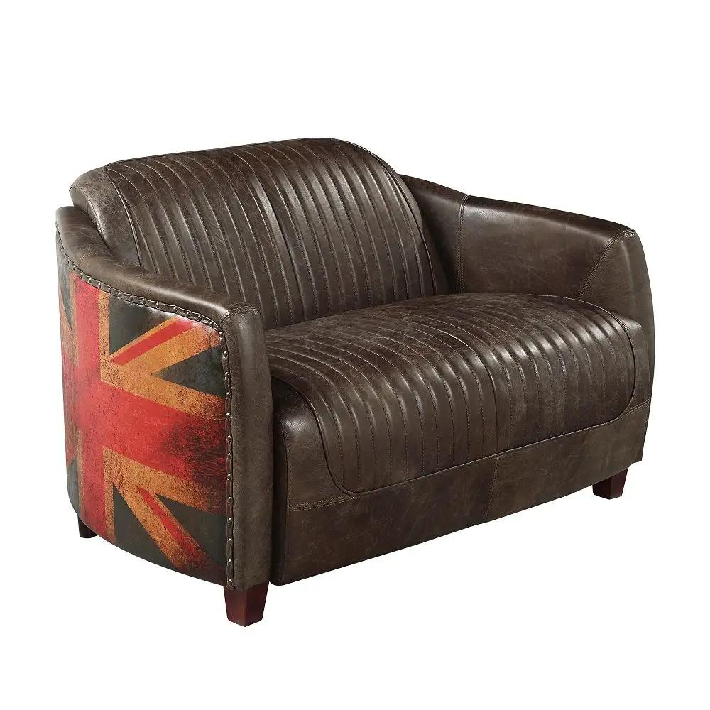 Brancaster - Loveseat - Antique Slate Top Grain Leather by Unique Piece Furniture