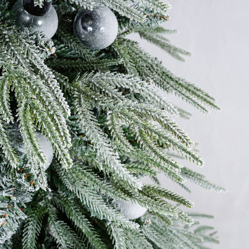 7 FT Pre-Lit Flocked Artificial Christmas Tree with LED Lights - White, photo 8 of 8