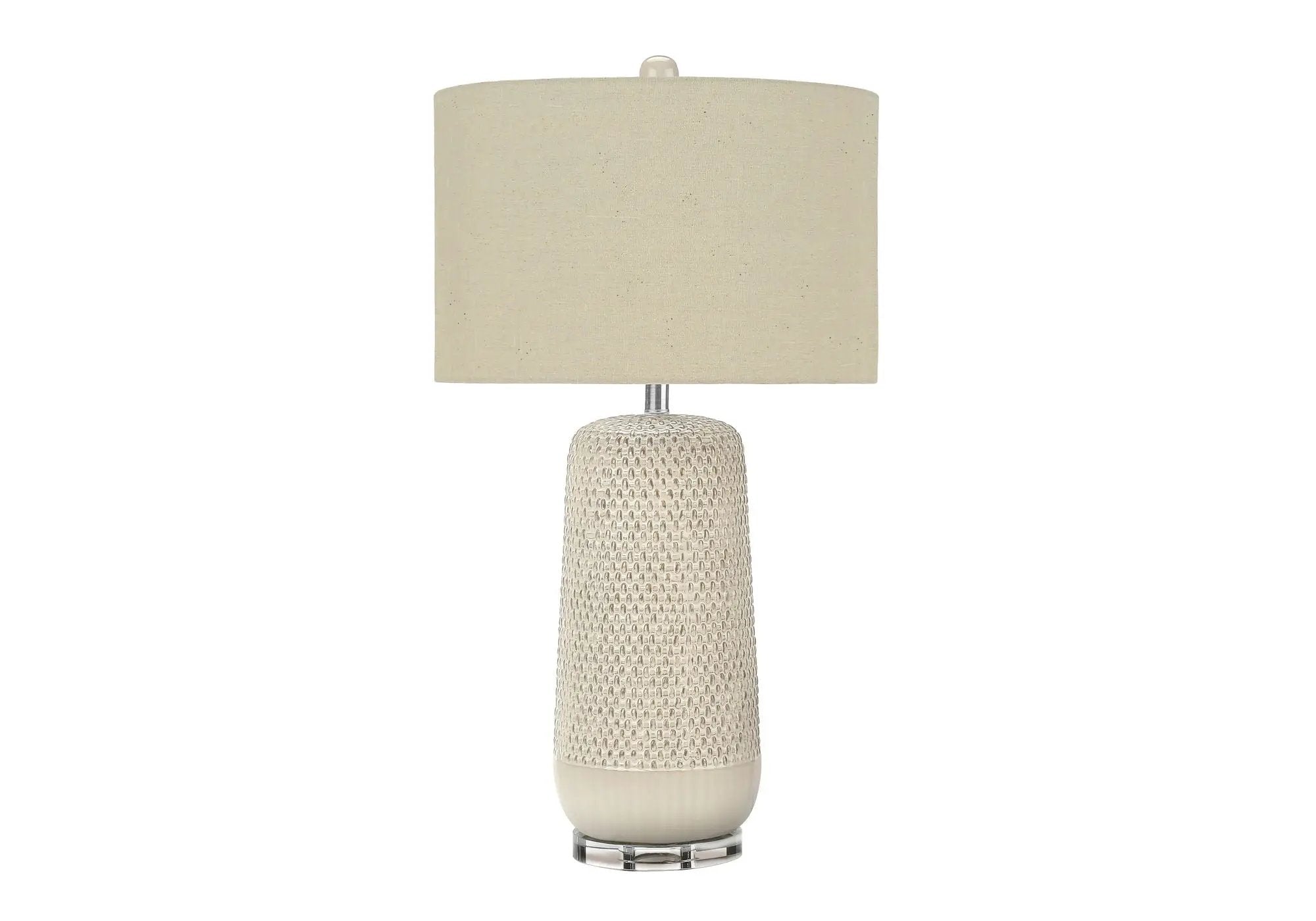 Contemporary Lighting Table Lamp in Cream Ceramic and Beige Fabric by HouseOfZazla