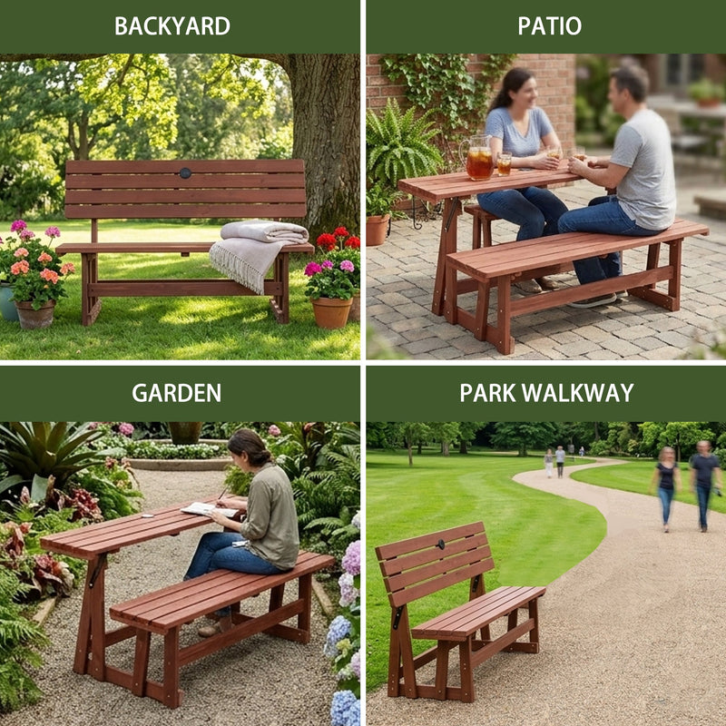 2-in-1 Convertible Bench Picnic Table by HouseOfZazla