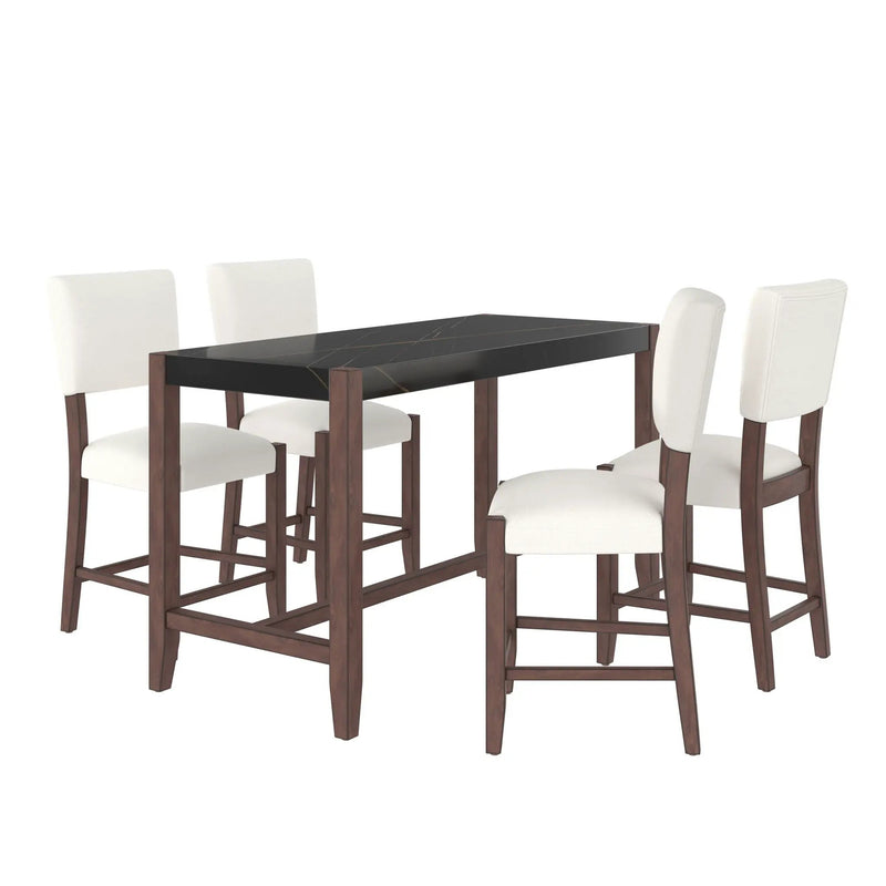5 Piece Counter Height Dining Set, Bar Table With 4 Upholstered Chairs by Unique Piece Furniture