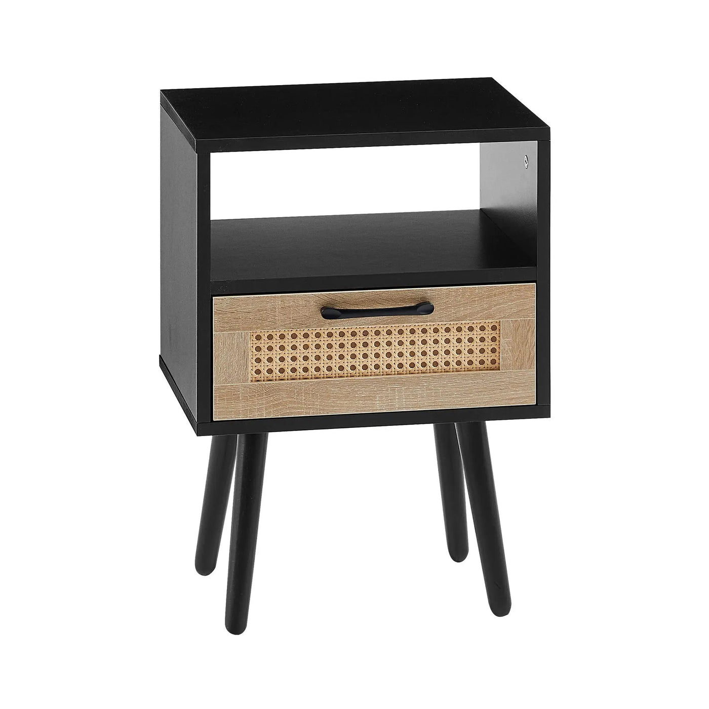 15.75" Rattan End Table With Drawer And Solid Wood Legs, Modern Nightstand, Side Table For Living Room, Bedroom by HouseOfZazla
