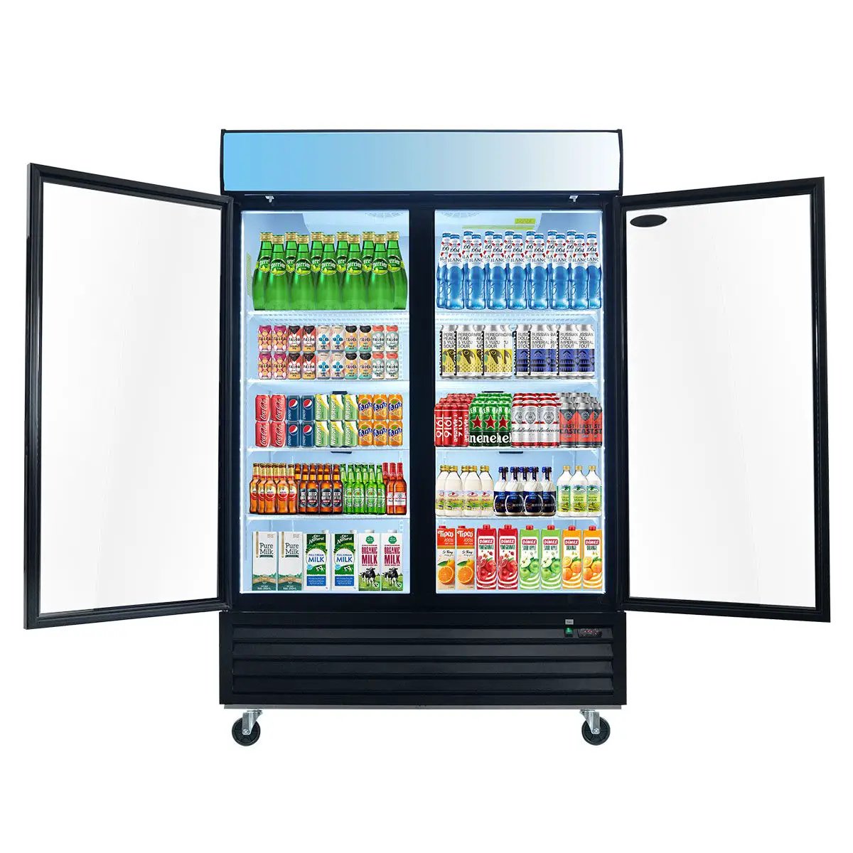 Glass Door Merchandiser Refrigerator Swing Door Commercial Display Refrigerators Merchandising Refrigeration With LED Top Panel by HouseOfZazla