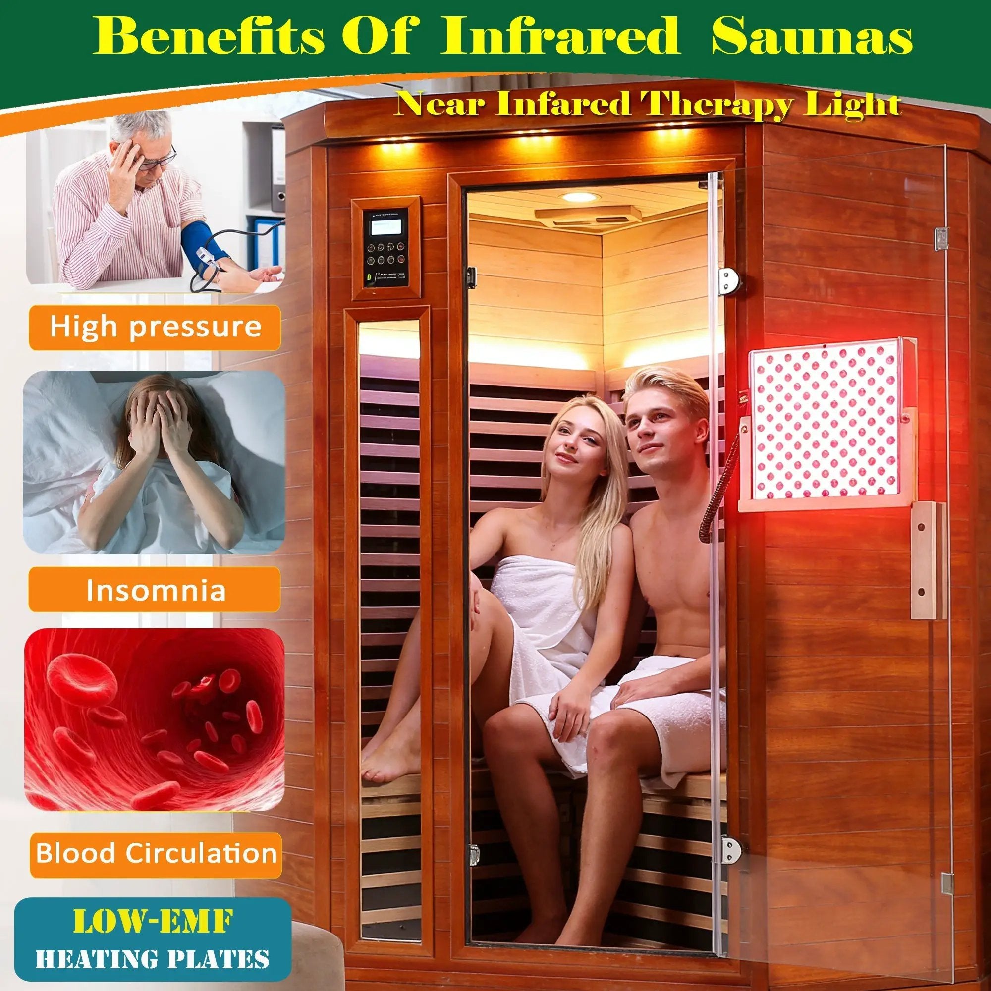 Far infrared corner sauna room Low EMF red sauna therapy two persons by HouseOfZazla