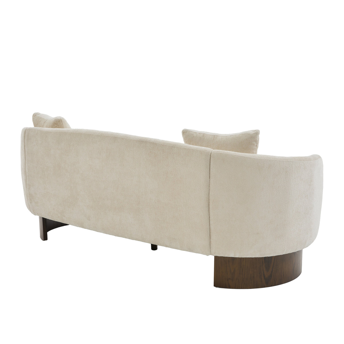 81 in. Curved Boucle Sofa with Wooden Base - Boucle Upholstery, photo 9 of 10