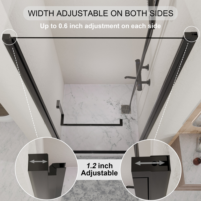 34"-35.2" x 72" Semi-Frameless Pivot Shower Door, Matte Finish by HouseOfZazla