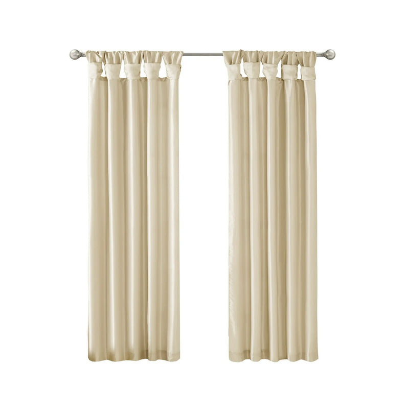 Twist Tab Lined Window Curtain Panel Champagne 50x95 by HouseOfZazla