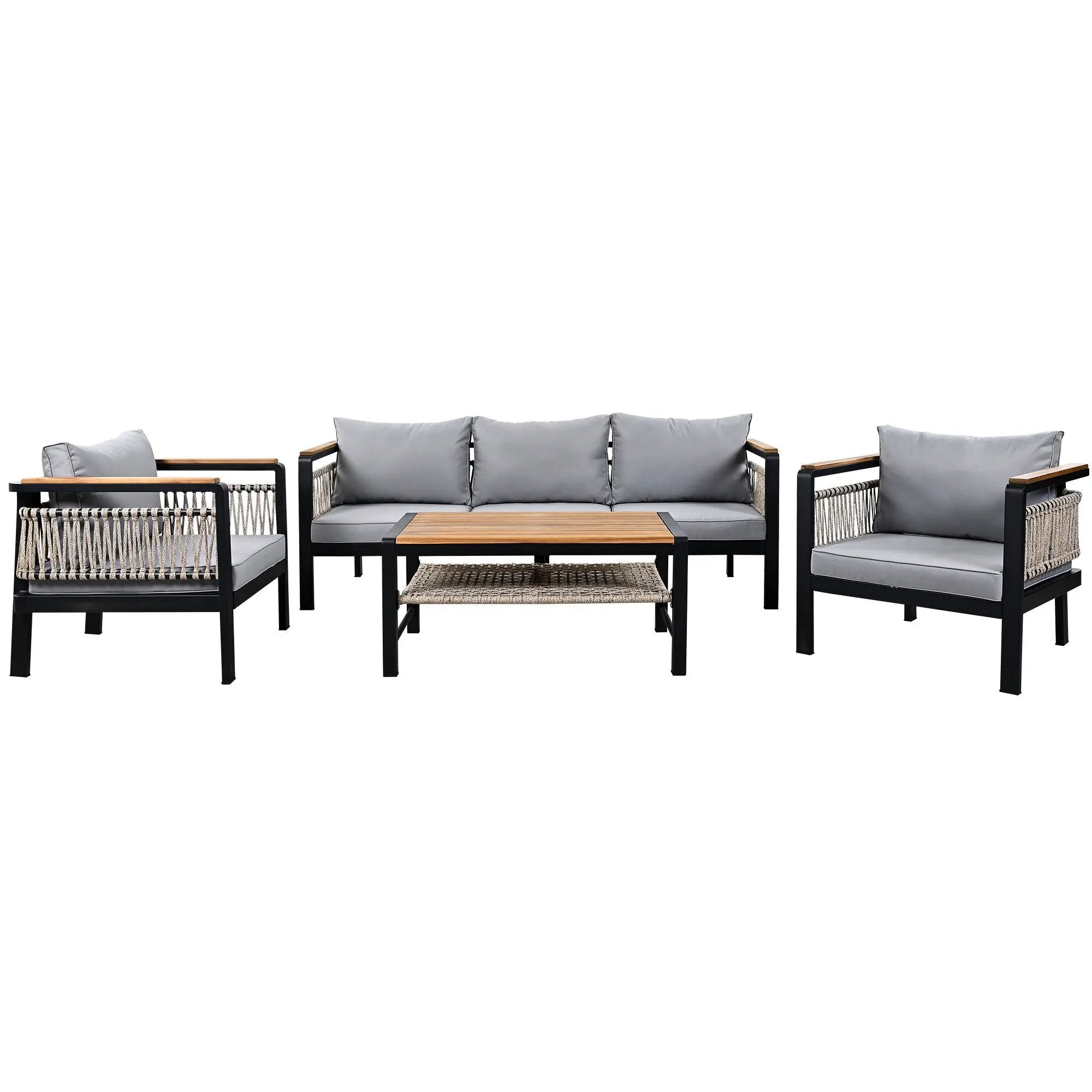 4 Pieces Outdoor Sectional Sofa Set 5 Person Patio Seating Group Outdoor Conversation Set With Cushions And A Coffee Table For Patios by HouseOfZazla