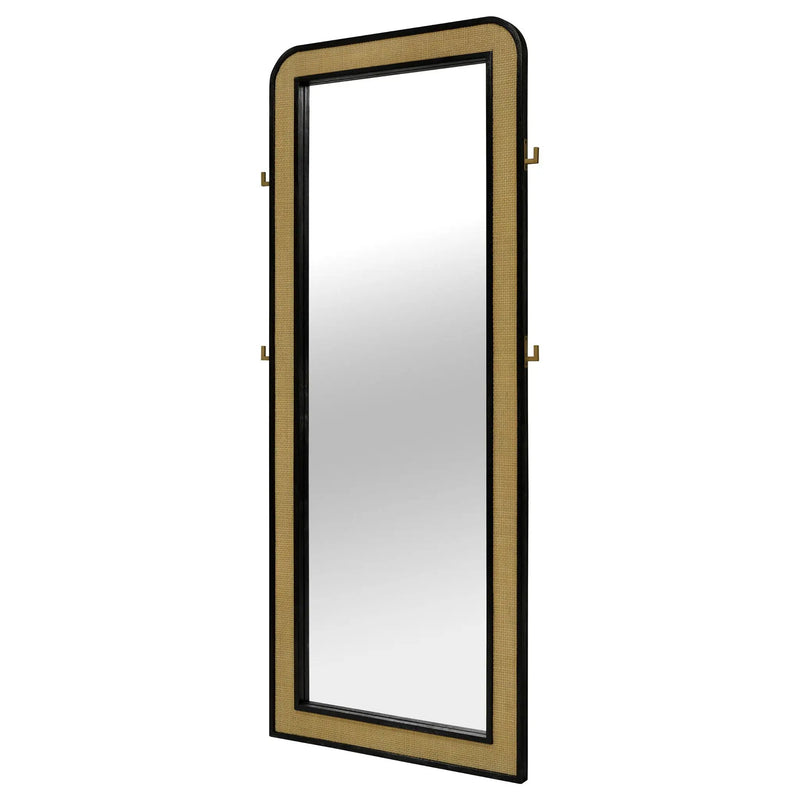 Arini Cane Weave Full Length Standing Floor Mirror Black by Unique Piece Furniture